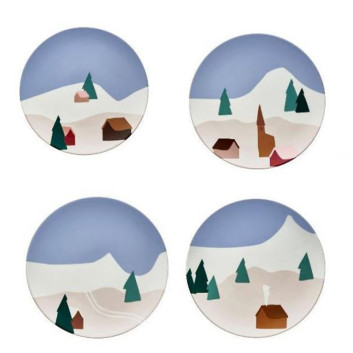 Coffret 4 assiettes à dessert DEGRENNE Destination montagne 23cm