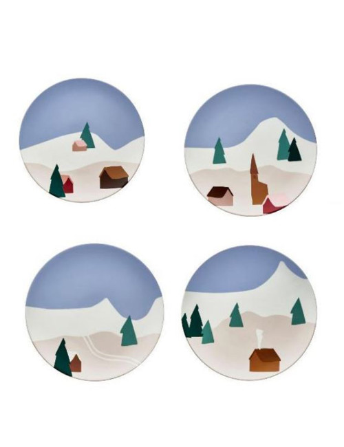 Coffret 4 assiettes à dessert DEGRENNE Destination montagne 23cm