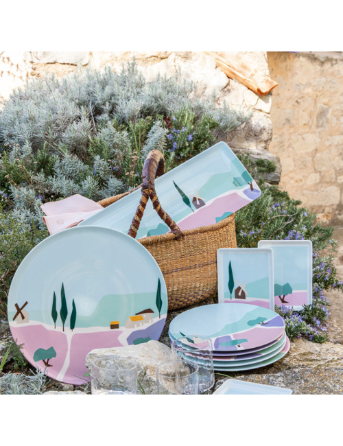 Coffret 4 assiettes à dessert DEGRENNE Destination sud 23cm