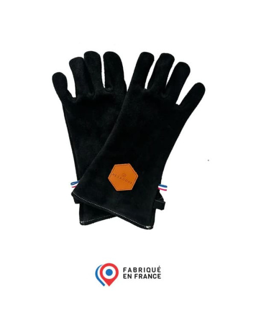 Gants en cuir noir HEXAGONE pour brasero plancha