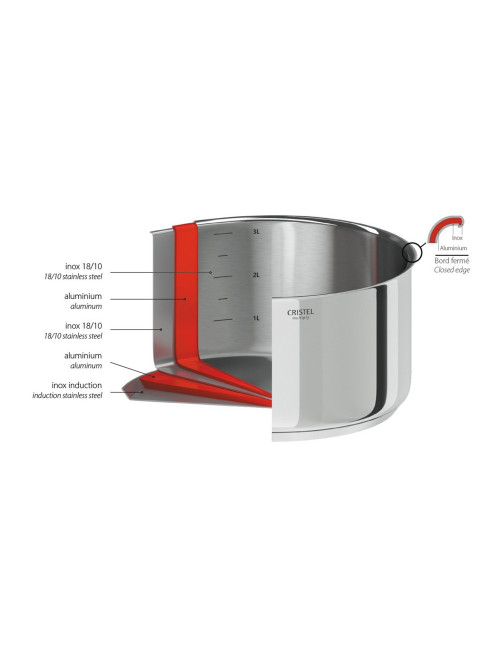 Casserole graduée inox Casteline Cristel amovible - 4 tailles