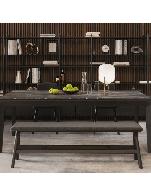 Banc Chevron Dasras bois chêne et tissu - 9 finitions 3 tailles