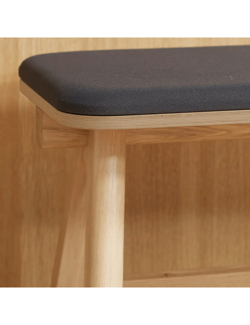 Banc Chevron Dasras bois chêne et tissu - 9 finitions 3 tailles