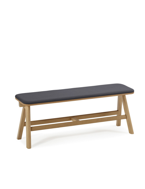 Banc Chevron Dasras bois chêne et tissu - 9 finitions 3 tailles