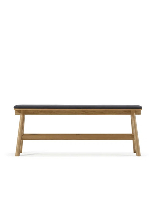 Banc Chevron Dasras bois chêne et tissu - 9 finitions 3 tailles