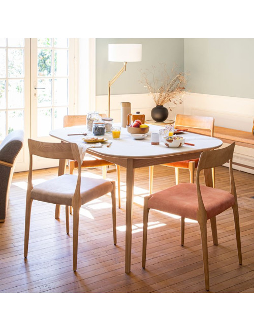 Chaise Zélie Dasras bois frêne et tissu - 9 finitions