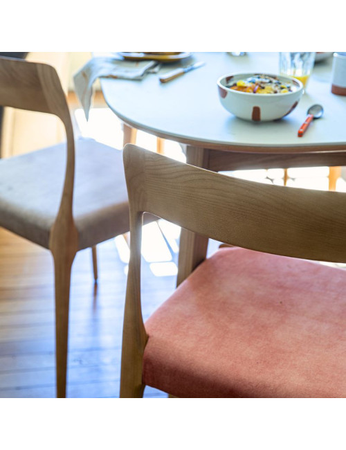 Chaise Zélie Dasras bois frêne et tissu - 9 finitions