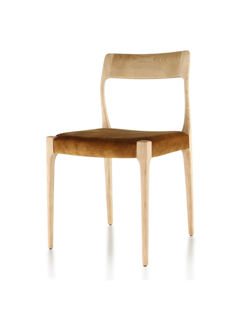 Chaise Zélie Dasras bois frêne et tissu - 9 finitions