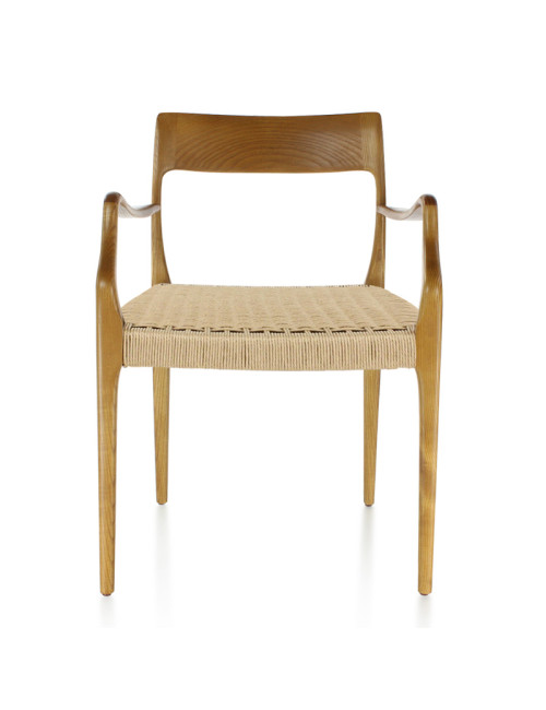 Chaise Zélie Dasras avec accoudoirs bois frêne et tissu - 9 finitions
