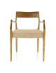 Chaise Zélie Dasras avec accoudoirs bois frêne et tissu - 9 finitions