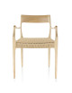 Chaise Zélie Dasras avec accoudoirs bois frêne et tissu - 9 finitions