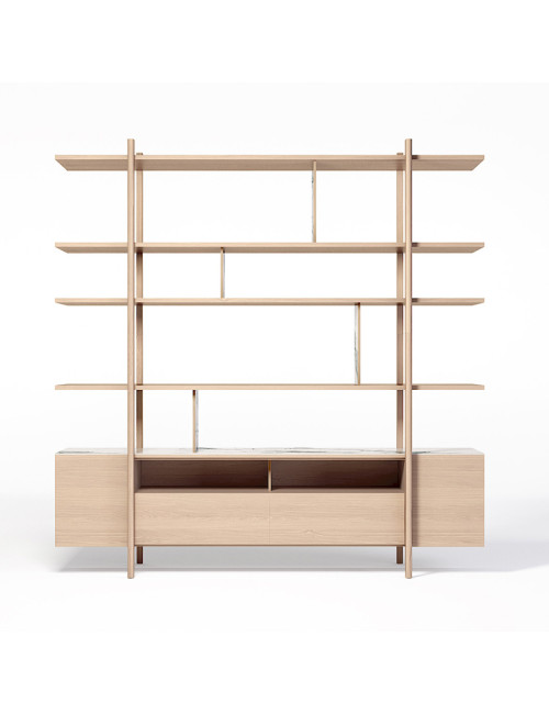 Bibliothèque Stilt Dasras céramique bois chêne ou noyer - 10 finitions