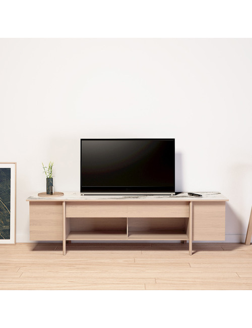 Buffet Meuble TV Stilt Dasras céramique bois chêne ou noyer - 10 finitions
