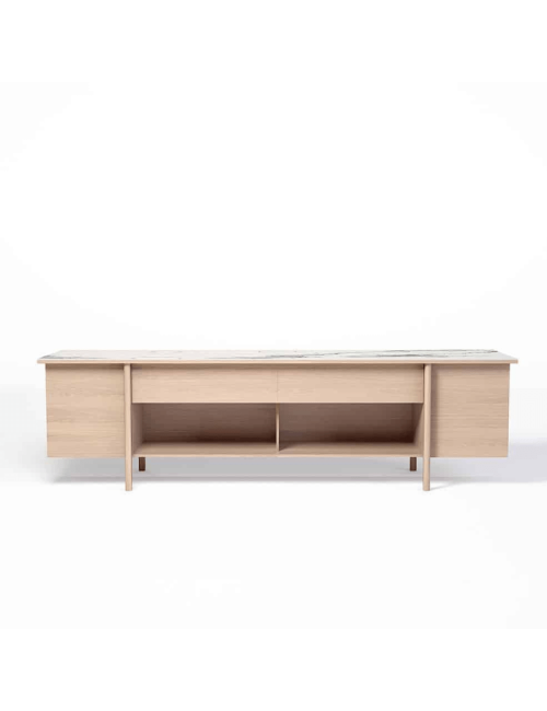 Buffet Meuble TV Stilt Dasras céramique bois chêne ou noyer - 10 finitions