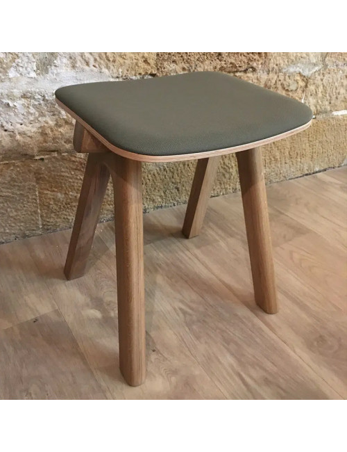 Tabouret Chevron Dasras bois chêne et tissu - 9 finitions 3 hauteurs