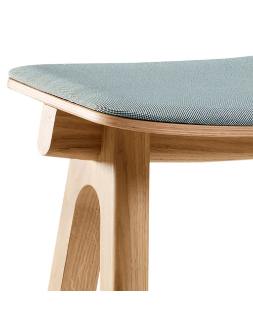Tabouret Chevron Dasras bois chêne et tissu - 9 finitions 3 hauteurs