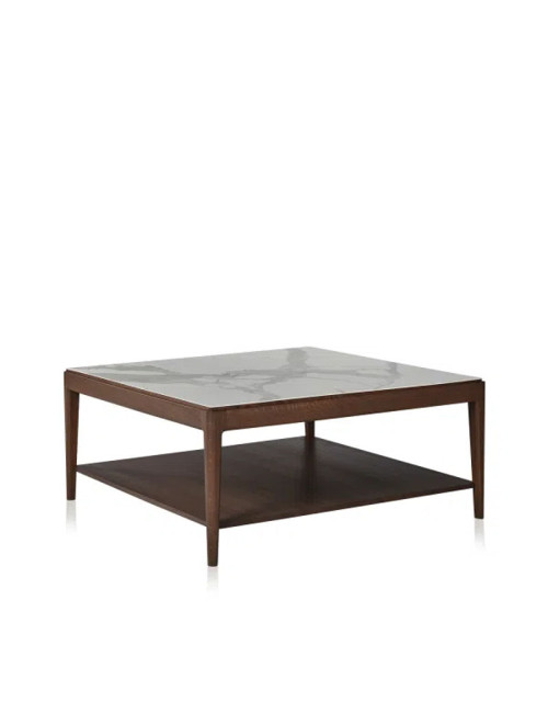 Table basse Albâtre Dasras céramique bois chêne ou noyer - 10 finitions 2 tailles 2 modèles