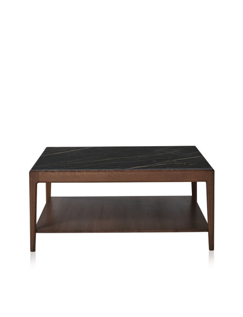 Table basse Albâtre Dasras céramique bois chêne ou noyer - 10 finitions 2 tailles 2 modèles