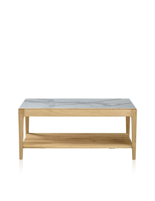 Table basse Albâtre Dasras céramique bois chêne ou noyer - 10 finitions 2 tailles 2 modèles