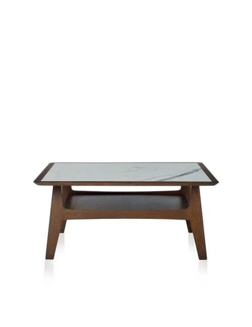 Table basse H Dasras céramique bois chêne ou noyer - 10 finitions 4 tailles