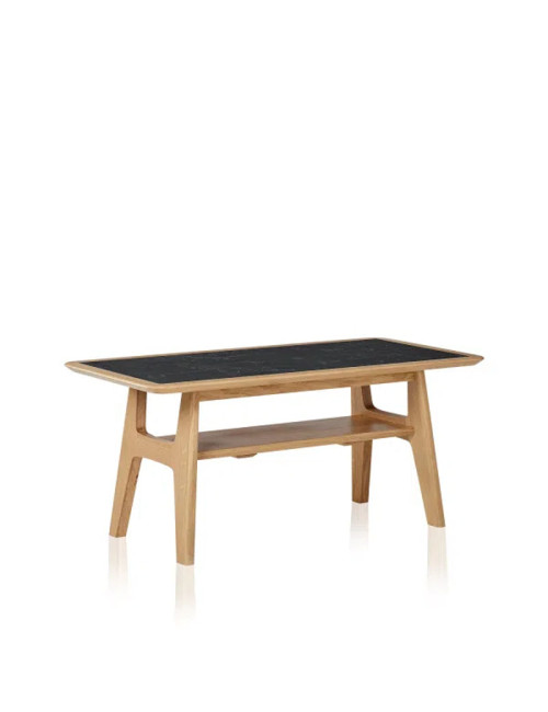 Table basse H Dasras céramique bois chêne ou noyer - 10 finitions 4 tailles