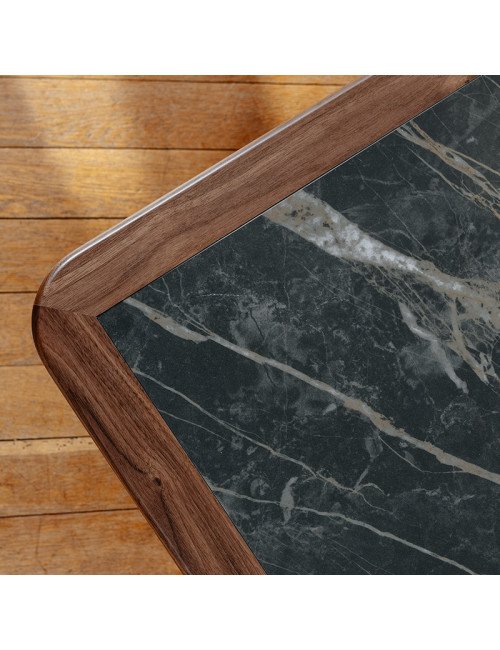 Table basse H Dasras céramique bois chêne ou noyer - 10 finitions 4 tailles
