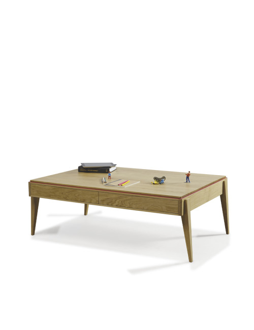 Table basse Liseré Dasras bois chêne ou noyer - 10 finitions 2 tailles