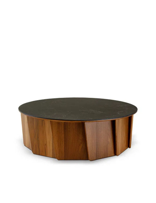 Table basse Volute Dasras céramique bois chêne ou noyer - 10 finitions 3 tailles