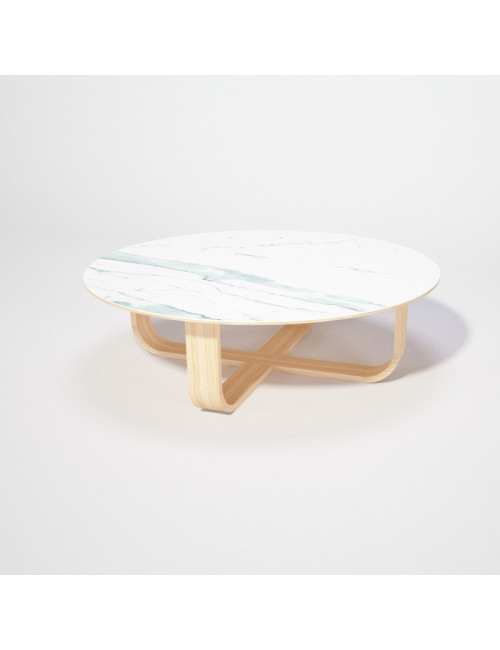 Table basse ronde Luge Dasras céramique bois chêne - 9 finitions 3 tailles