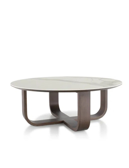 Table basse ronde Luge Dasras céramique bois chêne - 9 finitions 3 tailles