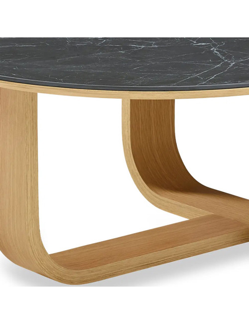 Table basse ronde Luge Dasras céramique bois chêne - 9 finitions 3 tailles