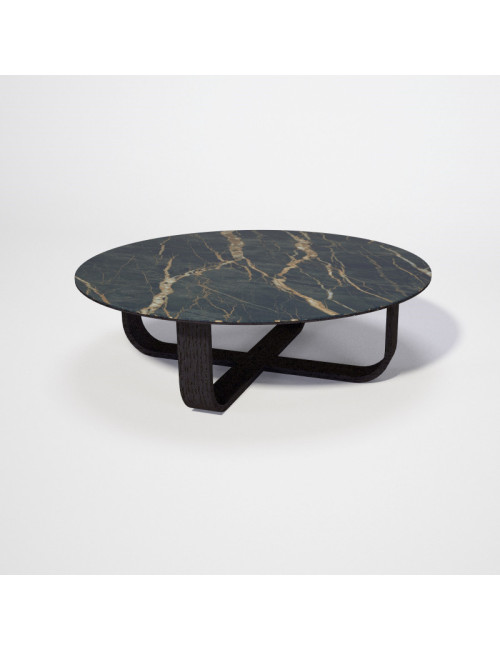 Table basse ronde Luge Dasras céramique bois chêne - 9 finitions 3 tailles