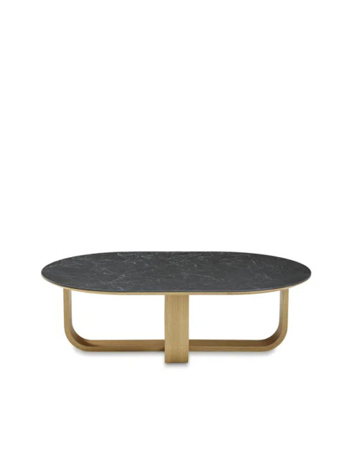 Table basse oblongue Luge Dasras céramique bois chêne - 9 finitions 2 tailles