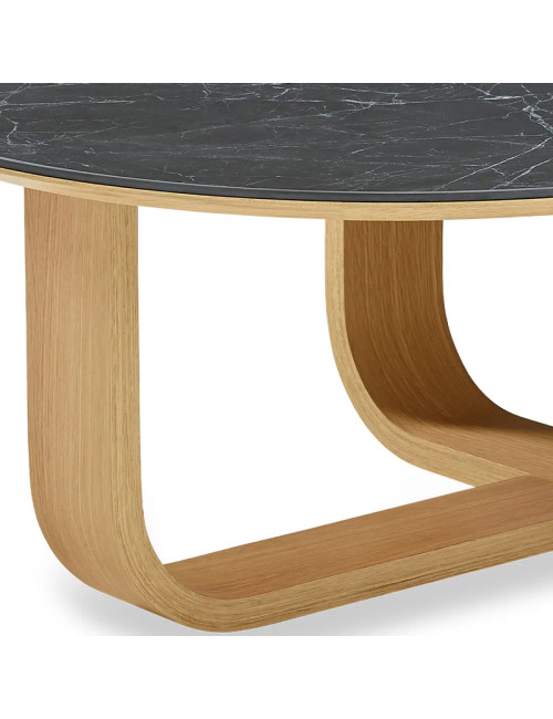 Table basse oblongue Luge Dasras céramique bois chêne - 9 finitions 2 tailles