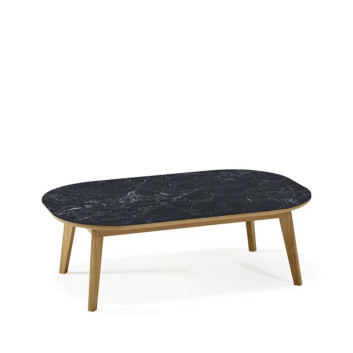 Table basse rectangulaire Snack Dasras céramique bois chêne ou noyer - 10 finitions 2 tailles