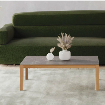 Table basse rectangulaire Clarté Dasras céramique bois chêne ou noyer - 10 finitions 2 tailles 2 modèles