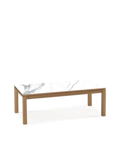 Table basse rectangulaire Clarté Dasras céramique bois chêne ou noyer - 10 finitions 2 tailles 2 modèles