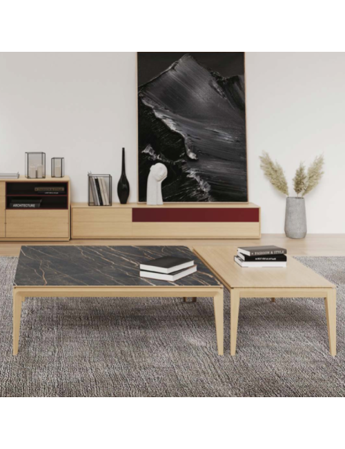 Table basse rectangulaire Buzz Dasras bois chêne ou noyer - 10 finitions 2 tailles 2 modèles