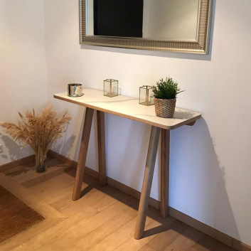 Console fixe Chevron Dasras céramique bois chêne ou noyer - 10 finitions 3 tailles