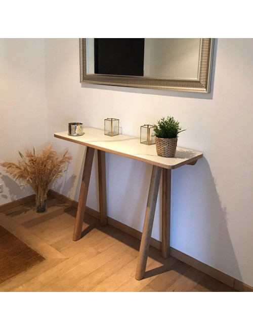 Console fixe Chevron Dasras céramique bois chêne ou noyer - 10 finitions 3 tailles