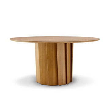 Table à manger fixe Volute Dasras bois chêne ou noyer H.75 - 10 finitions 3 tailles