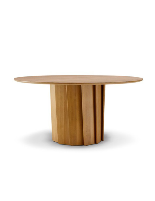 Table à manger fixe Volute Dasras bois chêne ou noyer H.75 - 10 finitions 3 tailles