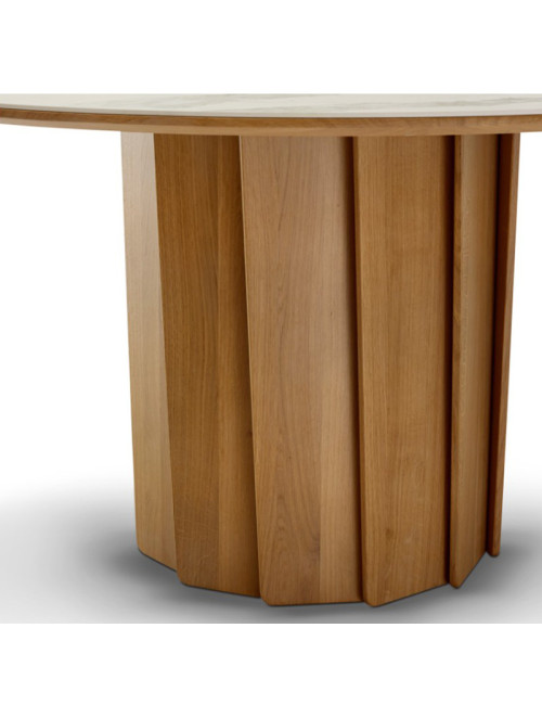 Table à manger fixe Volute Dasras bois chêne ou noyer H.75 - 10 finitions 3 tailles