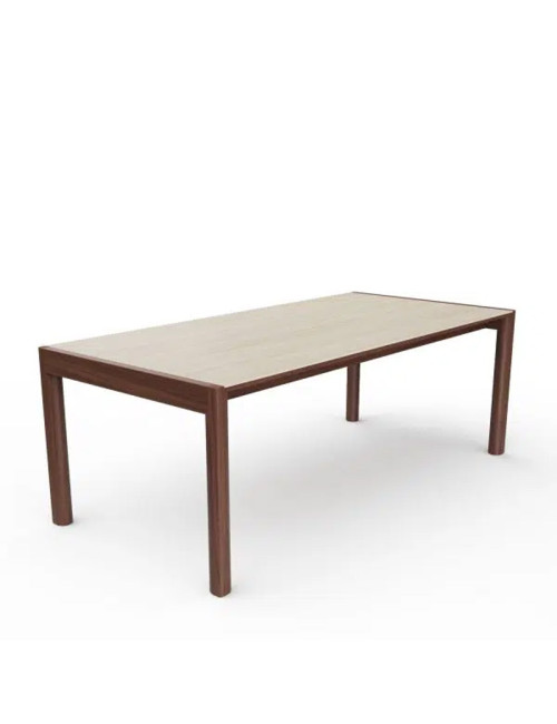 Table à manger fixe Rives Dasras céramique bois chêne ou noyer - 10 finitions 4 tailles