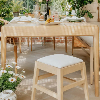 Table à manger fixe Albâtre Dasras bois chêne ou noyer - 10 finitions 8 tailles