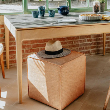 Table à manger fixe Albâtre Dasras céramique bois chêne ou noyer - 10 finitions 8 tailles