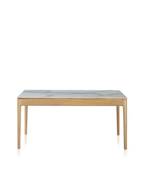 Table à manger fixe Albâtre Dasras céramique bois chêne ou noyer - 10 finitions 8 tailles