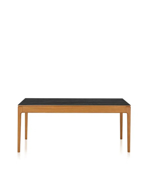Table à manger fixe Albâtre Dasras céramique bois chêne ou noyer - 10 finitions 8 tailles