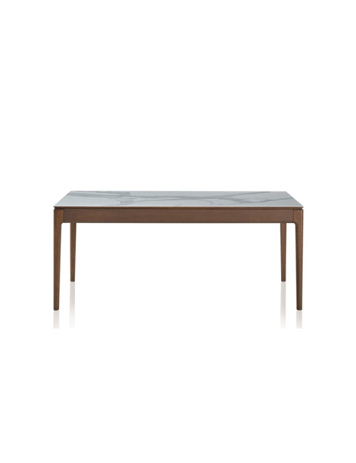 Table à manger fixe Albâtre Dasras céramique bois chêne ou noyer - 10 finitions 8 tailles