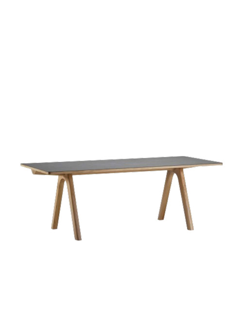 Table à manger fixe Chevron Dasras céramique bois chêne ou noyer - 10 finitions 17 tailles
